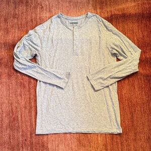 Express Light Gray Men's Long Sleeve Henley